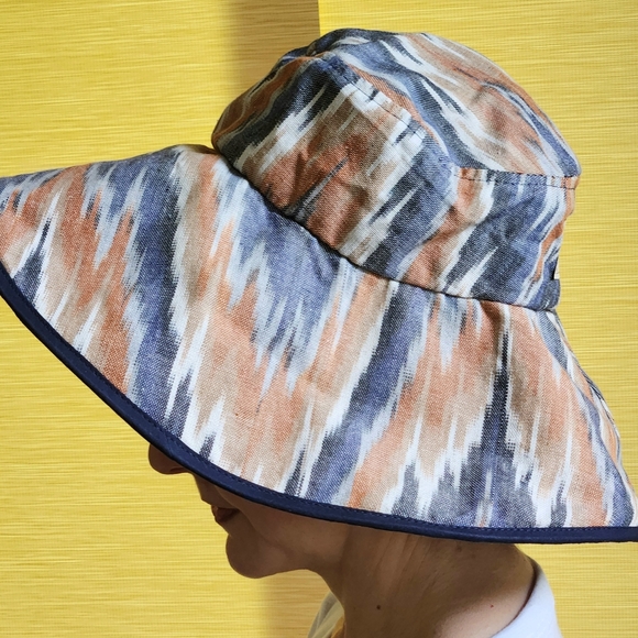 Stormy Kromer Lakeside Wide Brim Sun Hat Size Medium Colors tan cream blue - Picture 4 of 13